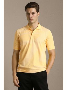 Louis Philippe - Men Yellow Stripes Polo Neck T-shirt