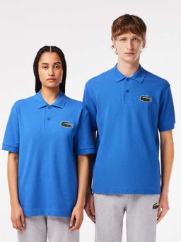 Lacoste - Unisex Blue Loose Fit Pique Embroidered Polo T-shirt