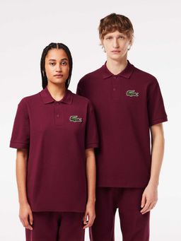 Lacoste - Unisex Maroon Loose Fit Pique Embroidered Polo T-shirt