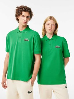 Lacoste - Unisex Green Loose Fit Pique Embroidered Polo T-shirt