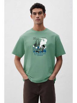 MISCHIEF MONKEY - Men Green Graphic Printed T-shirt