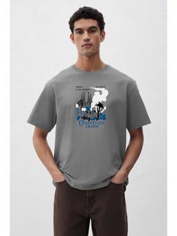 MISCHIEF MONKEY - Men Grey Graphic Printed T-shirt
