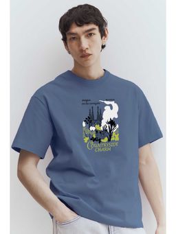 MISCHIEF MONKEY - Men Blue Graphic Printed T-shirt