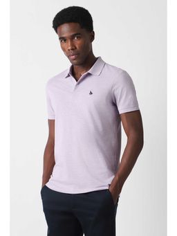 Van Heusen - Men Lavender Textured Polo Neck T-shirt
