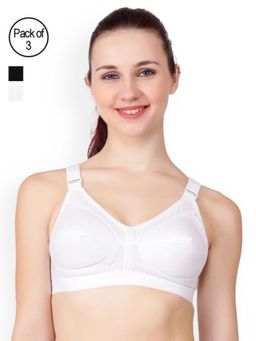 Floret - Pack of 3 Solid Full Coverage Bra - Multi-Color