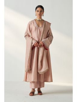 STUDIO BAGECHAA - Palak Pink Anarkali with Pant and Dupatta (Set of 3)