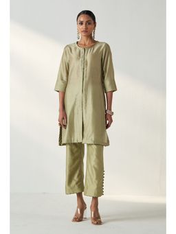 STUDIO BAGECHAA - Uma Green Kurta with Pant (Set of 2)