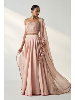 STUDIO BAGECHAA - Rajita Blush Pink Lehenga with Blouse and Dupatta (Set of 3)
