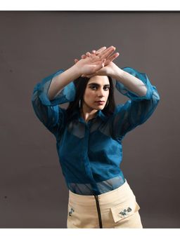 Amoh - Selena Shirt with Inner - Teal (Set of 2)