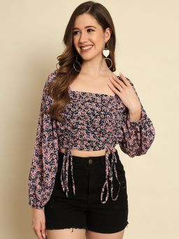 Trend Arrest - Pink Printed Ruching Top