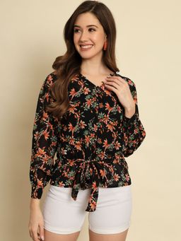 Trend Arrest - Black Floral Printed Top