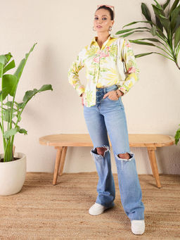 Uptownie - Women Cotton Printed Shirt Yellow