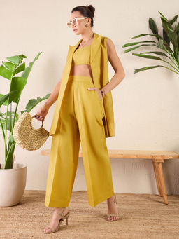 Uptownie - Womens Three Piece Linen Co-Ord Yellow (Set of 3)