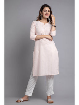 Suti - Women Rayon Casual Wear Straight Kurta Peach