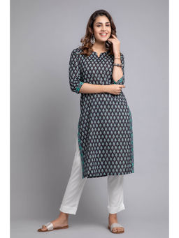 Suti - Women Casual Wear Printed Straight Kurta Black