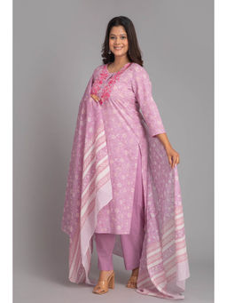 Suti - Women Mal- Cotton Kurta Pants with Dupatta Pink (Set of 3)