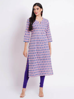 Suti - Women Mul Cotton Printed Casual Wear Kurta Pink