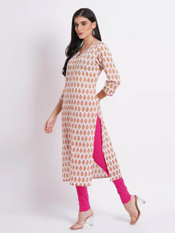 Suti - Women Mul Cotton Printed Casual Wear Kurta White