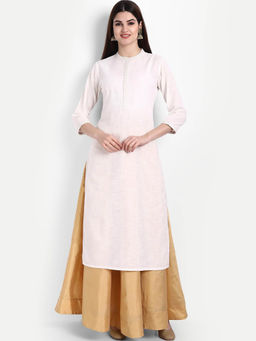 Suti - Women Cotton Long Kurta with Zari Work Off White