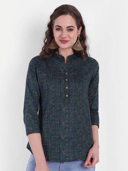 Suti - Women Cotton Printed Tunic Blue