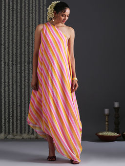 Gajra Gang - Bageecha Multi-Color Striped One Shoulder Tunic GGTOP06