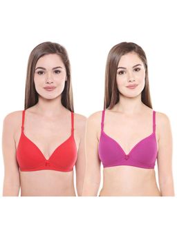 Bodycare - Pack Of 2 Lightly Padded T-Shirt Bra - Multi Color