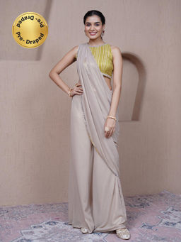 Alaya by Stage3 - Alaya Resham Shimmer Pant Saree with Unstitched Blouse