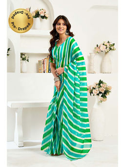 BFM - Multi Printed Linen Ready To Wear Saree With Unstitched Blouse