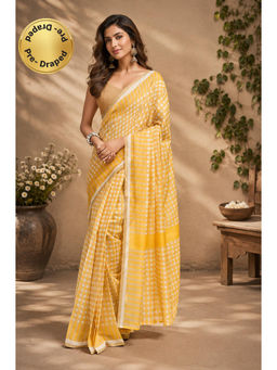 Elora - Mustard Yellow Chanderi Ready To Wear Saree with Unstitched Blouse