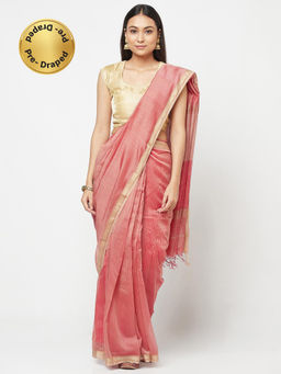 Fabindia - Cotton Silk Maheshwari Stitched Saree Without Blouse