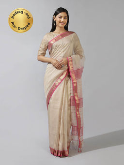 Fabindia - Natural Cotton Silk Maheshwari Saree without Blouse Stitched