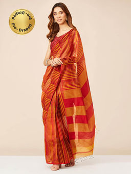 Fabindia - Rust Cotton Silk Maheshwari Stitched Saree
