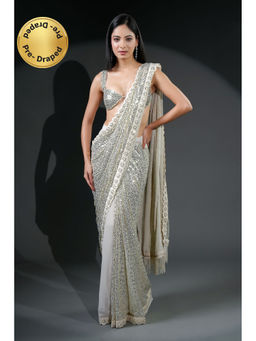 HANDME - Ready To Wear Premium Luxe Sequin Infused Saree with Designer Unstitched Blouse