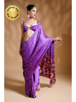 HANDME - Ready To Wear Exquisite Premium Satin Saree with Designer Unstitched Blouse