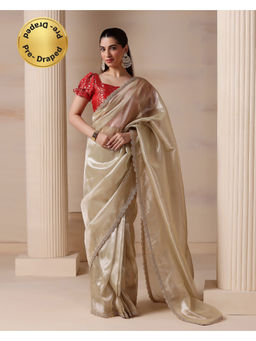 HANDME - Ready To Wear Ivory Allure Saree with Unstitched Blouse