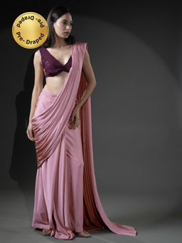 HANDME - Ready To Wear Barbie Designer Saree with Unique Drape in Luxe Fabric