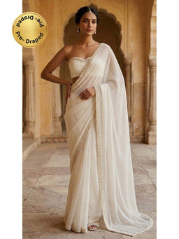 HANDME - Ready To Wear Luxe Pearl Embroidered Chinnon Saree
