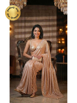 HANDME - Ready To Wear Mesmerizing Sparkle Sequins Saree With Blouse Fabric