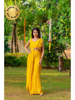 HOUSE OF JAMOTI - Canary Yellow Ethnic Dress with Stitched Blouse