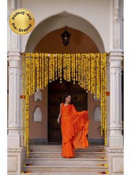 HOUSE OF JAMOTI - Nikhar Orange Saree with Stitched Blouse