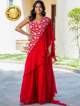 HOUSE OF JAMOTI - Noorani Ruffle Saree with Stitched Blouse