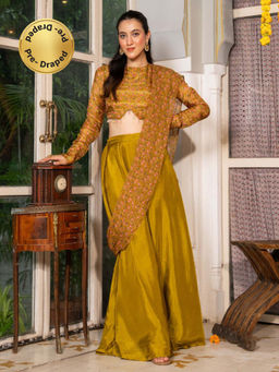 HOUSE OF JAMOTI - Sarsoni Pre Draped Saree with Blouse