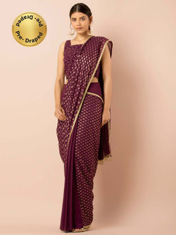 Indya - Wine Embellished Pleated Sari Skirt