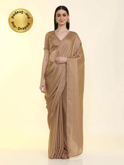 Jaipur Kurti - Ready To Wear Silk Saree Beige with Unstitched Blouse