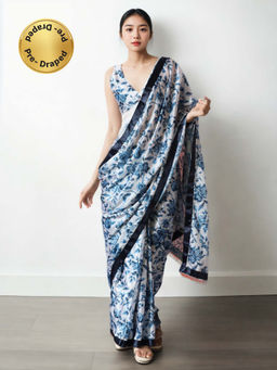 Lush Glam - Elegant Chinon Ready To Wear Saree with Unstitched Blouse