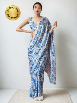 Lush Glam - Chinon Lightweight Drape Pre Stitched Saree with Unstitched Blouse