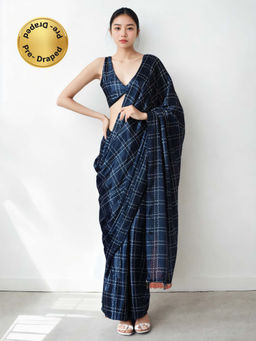 Lush Glam - Stylish Chinon Ready To Wear Saree with Unstitched Blouse