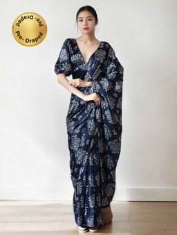 Lush Glam - Chinon Easy Glam Look Pre-Drape Saree with Unstitched Blouse