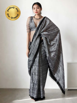Lush Glam - Ready To Wear Chinon Saree Lightweight Drape Saree with Unstitched Blouse