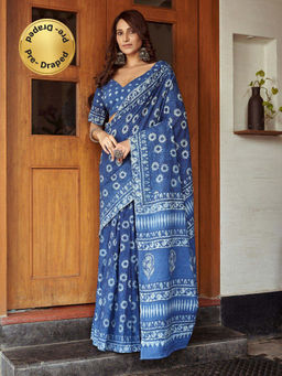 Modeva - Ready To Wear Saree with Unstitched Blouse Piece-Blue